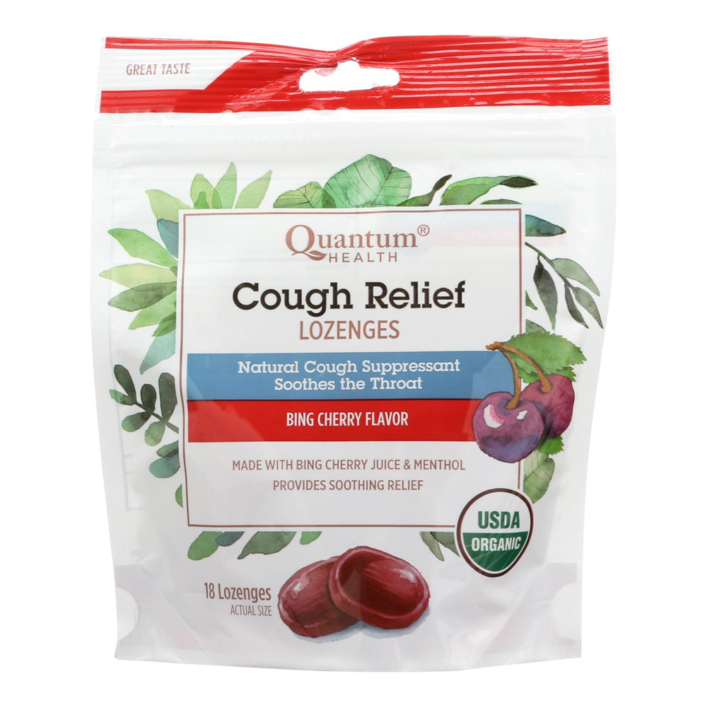 Quantum Research Organic Cough Relief Lozenges, Bing Cherry, 18 Count