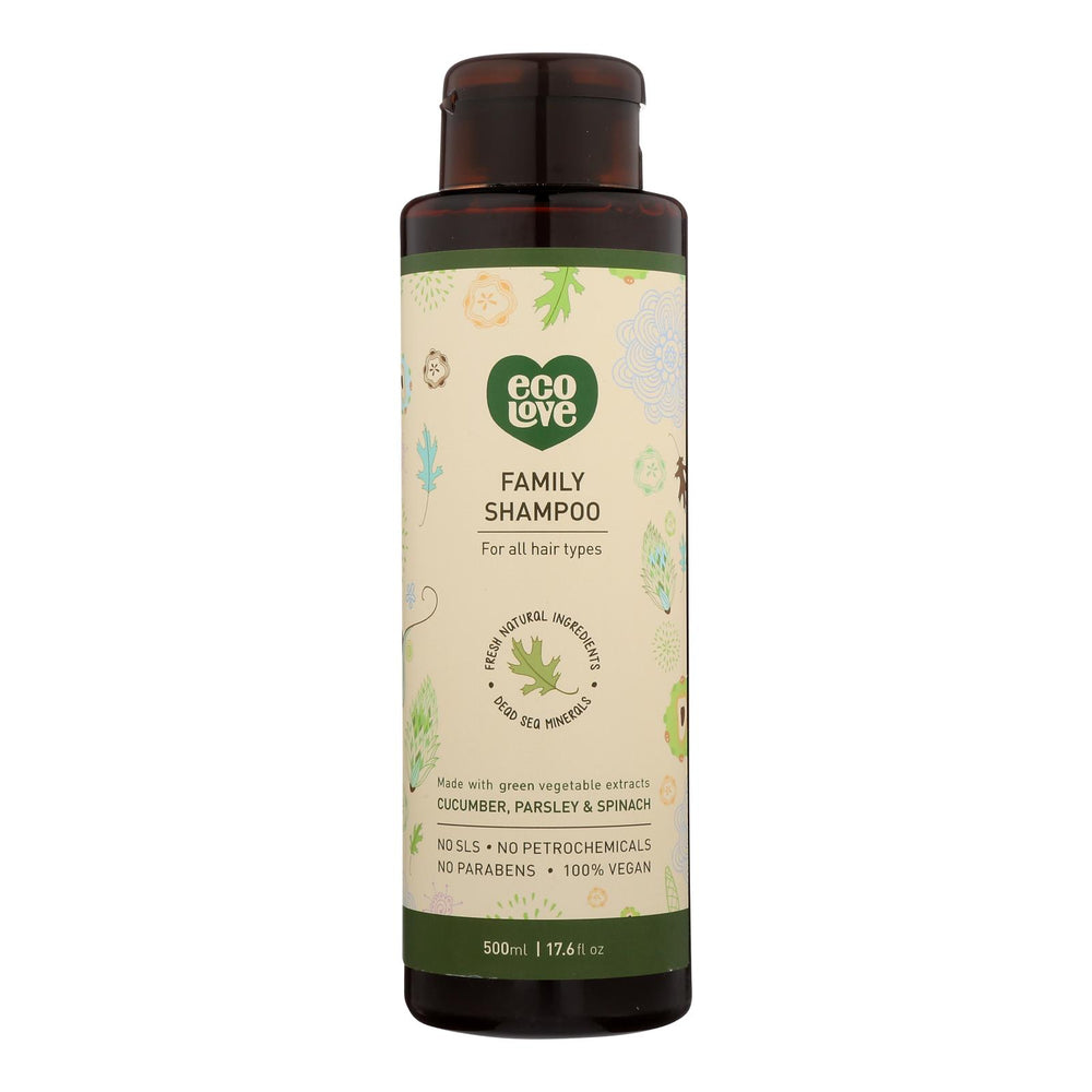 Ecolove Shampoo, Green Vegetables Family Shampoo For All Hair Types, Case Of 1, 17.6 Fl Oz.