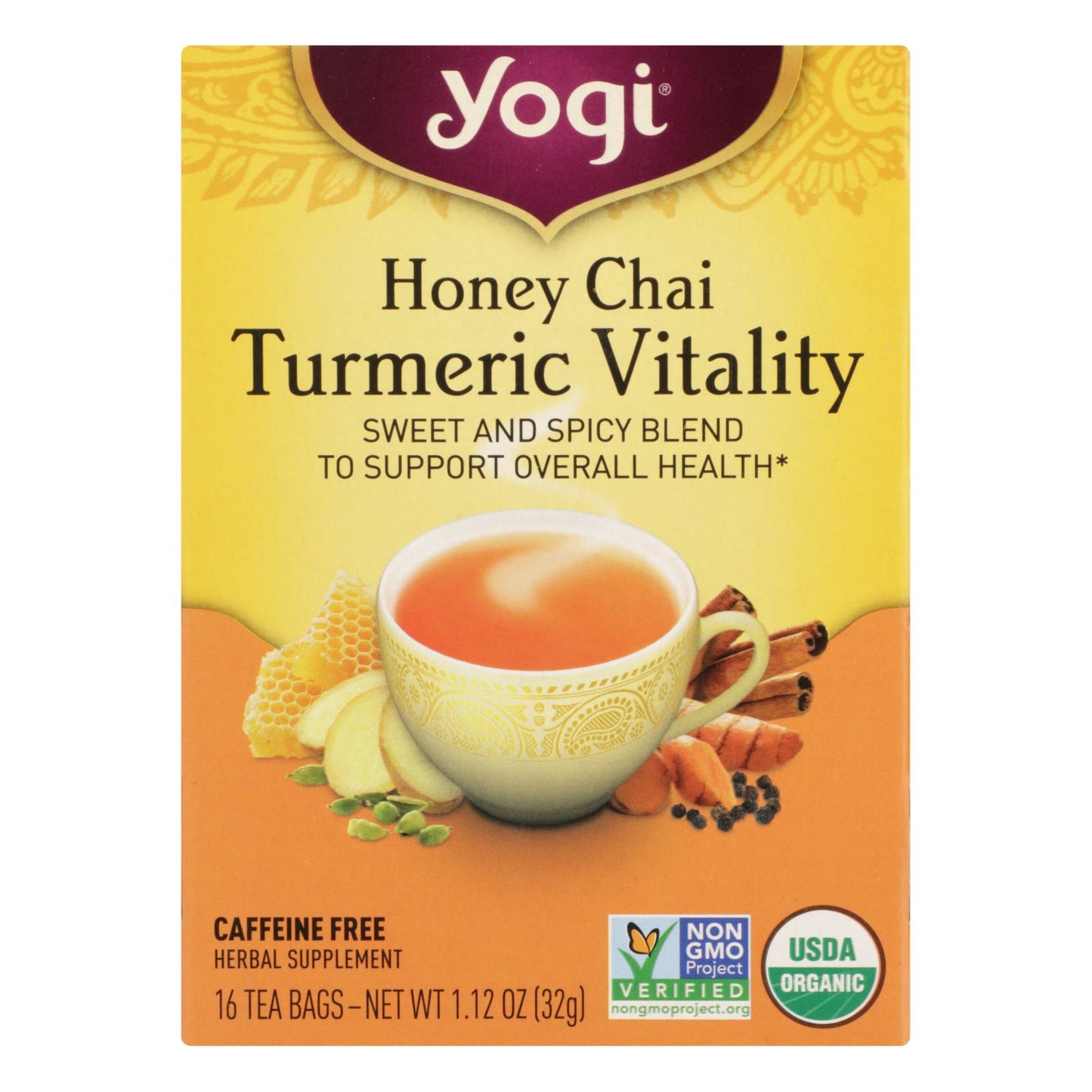 
                  
                    Yogi Tea, Organic, Honey Chai Turmeric, Case Of 6, 16 Bag
                  
                