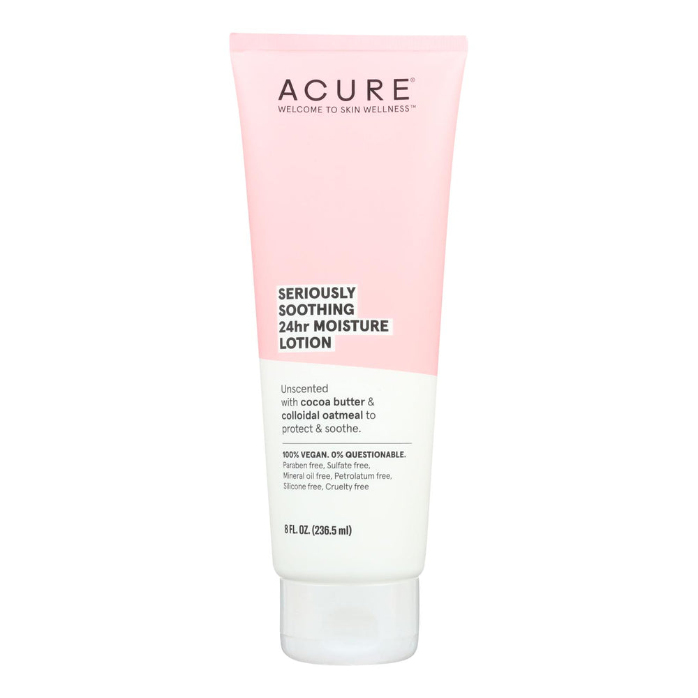 Acure Lotion, Seriously Soothing 24 Hour Moisture, Unscented With Cocoa Butter, 8 Fl Oz.